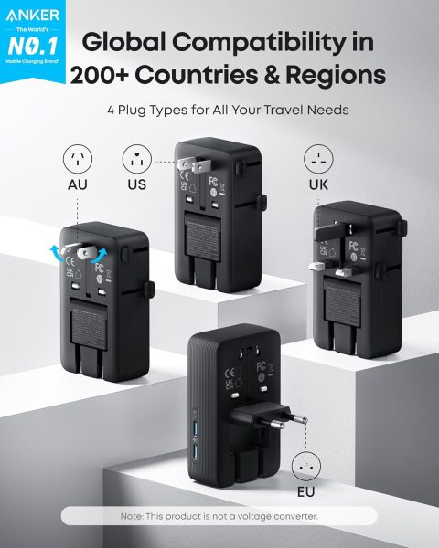 Anker Nano Travel Adapter 5-in-1 20W Hadir di Indonesia, Satu Charger untuk 146 Negara